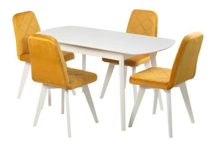 Стул АРИОН (ромб), ВЕЛЮР 14 ЗОЛОТО, каркас СТАНДАРТ МАССИВ, Белый-2