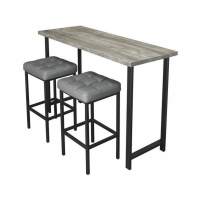 Обеденная группа (Консоль барная и 2 стула Камелот), кожзам Темно-серый