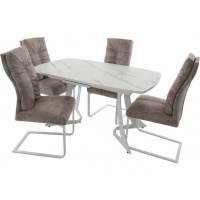 Обеденная группа (Стол Милан ПМ пластик и 4 стула Лофт), белый