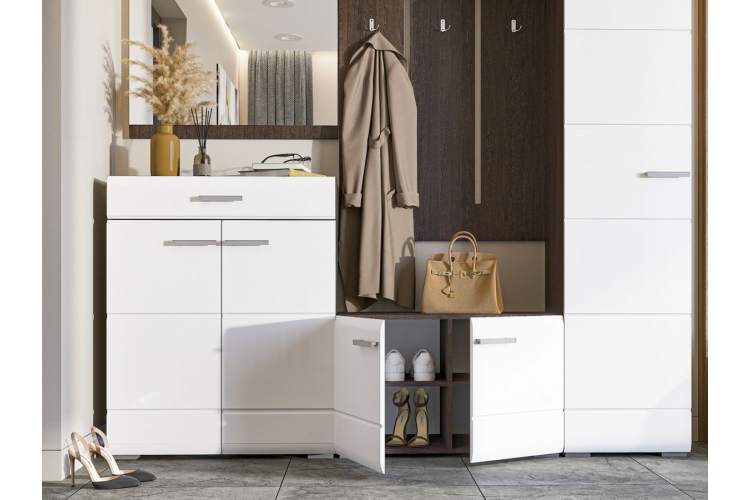 Комод Вегас 2д1ящ, белый глянец/венге-6