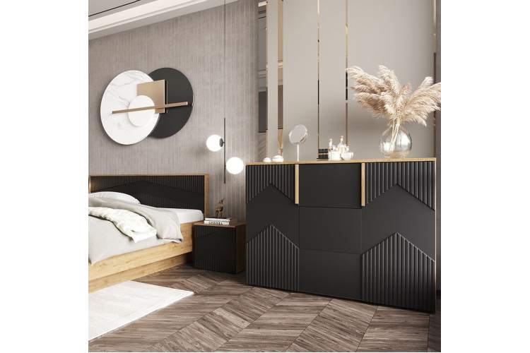 Комод «Оливия» 3Я КМК 0971.19, дуб наварра/шагрень черная-3