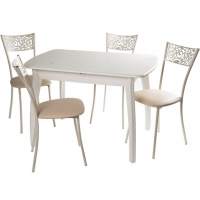 Обеденная группа (Стол Верона и 4 стула Эрго), Линкольн бежевый