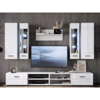 Стенка «Кай» с подстветкой, Белый/белый глянец