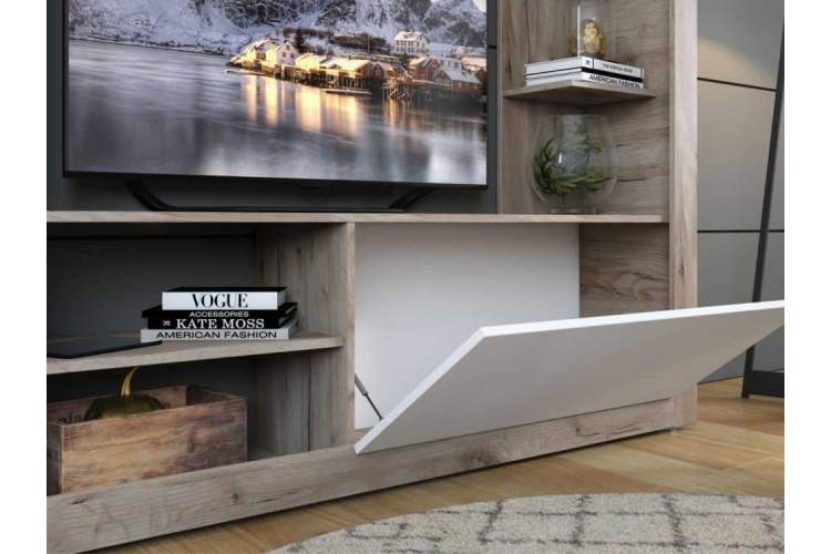 Стенка «Рона», Дуб Крафт серый/белый-4