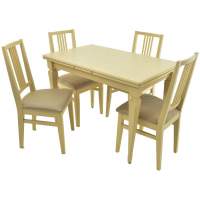 Обеденная группа (Стол Греция и 4 стула Никас), слоновая кость