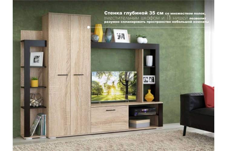 Стенка «Торонто», Дуб Сонома/венге-1