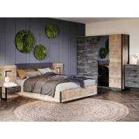 Спальня «Стокгольм» 4дв шк, Дуб гранж песочный/железный камень