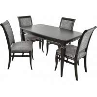 Обеденная группа (Стол Сибарит и 4 стула Сибарит-2), черный с серебром