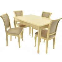 Обеденная группа (Стол Кабриоль и 4 стула Кабриоль), слоновая кость