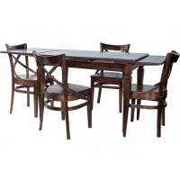 Обеденная группа (Стол Греция и 4 стула Соло Венский жесткий), орех темный