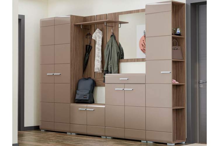 Пенал-стеллаж Вегас, кофе с молоком/шимо темный-4