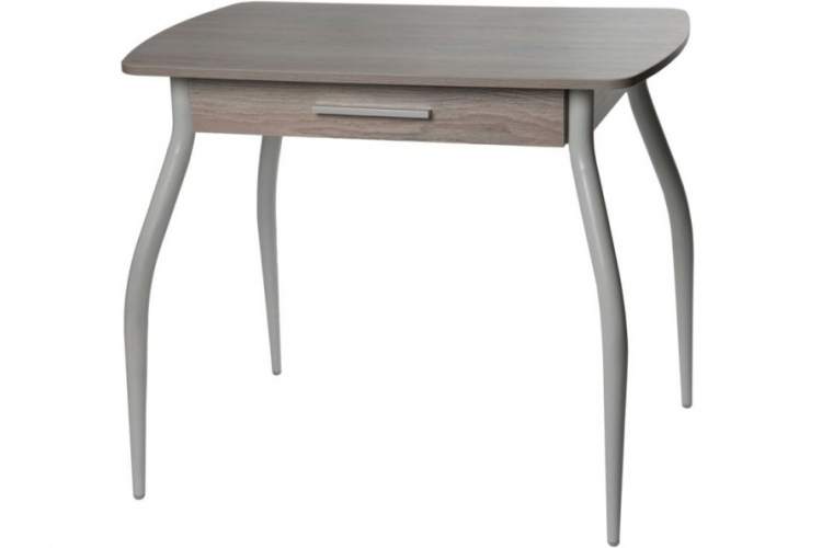 Стол М55 «Граус» ДП1-01-02 с ящиком ЛДСП «Навара», с утонением (белый мрамор)