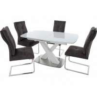 Обеденная группа (Стол Орлеан стекло и 4 стула Модерн), белый