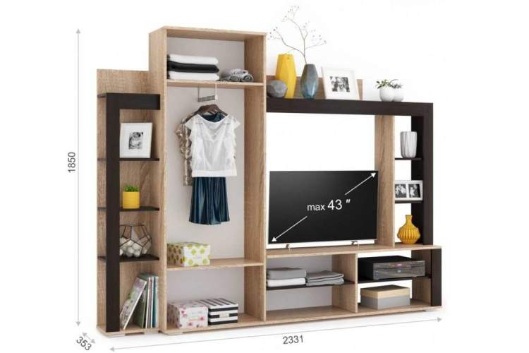 Стенка «Торонто», Дуб Сонома/венге-6