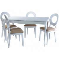 Обеденная группа (Стол Кабриоль и 4 стула Коломбо-2), эмаль белая