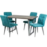 Обеденная группа (Стол Патика и 4 стула Даллас), ткань Канди Аквамарин