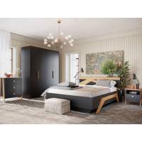 Спальня «Скандинавия», Графит/ дуб наварра