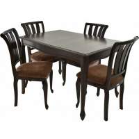 Обеденная группа (Стол Кабриоль и 4 стула Кабриоль с жесткой спинкой), орех темный