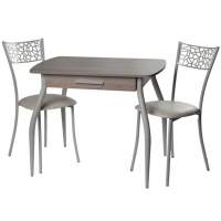 Обеденная группа (Стол Граус и 2 стула Кемпер), белый мрамор