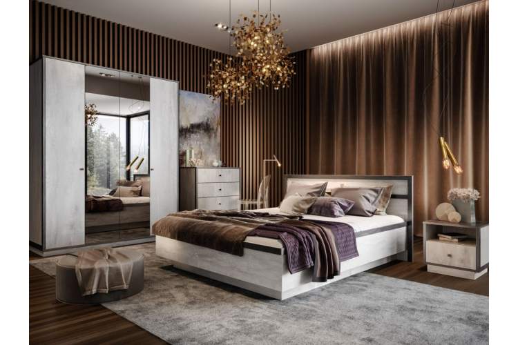 Спальня «Тиффани», Бетон пайн светлый/ дуб шале графит-1