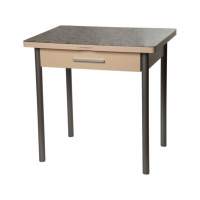 Стол М37 «Милагро» с ящиком ДП1-03-06 стекло «Мозаика бежевая»/крем, ноги металлик