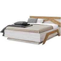 Кровать «Скандинавия 1600» КМК 0905.1, Бетон пайн светлый/Дуб Наварра