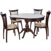 Обеденная группа (Стол Фабрицио-1 Glass и 4 стула Тулон), орех темный