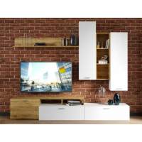 Стенка «Невио-1», Дуб крафт золотой/белый в гостиную