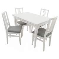 Обеденная группа (Стол Греция и 4 стула Никас), эмаль белая