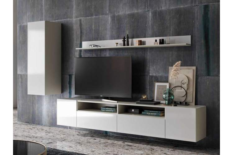 Стенка «Женева», Белая/ Белый глянец-1