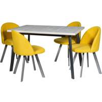 Обеденная группа (Стол Каспер и 4 стула Спайдер), ткань Канди Сани