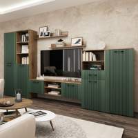 Стенка «Монреаль» КМК 0986, дуб канзас/зеленый матовый