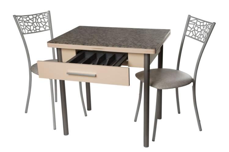 Обеденная группа (Стол Милагро и 2 стула Кемпер), белый мрамор-2