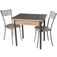 Обеденная группа (Стол Милагро и 2 стула Кемпер), белый мрамор