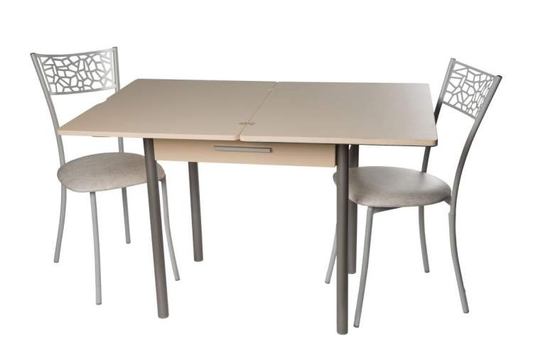 Обеденная группа (Стол Милагро и 2 стула Кемпер), белый мрамор-3