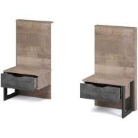 Тумба «Стокгольм» ЛВ/ПР 2шт, Дуб гранж песочный/Железный камень