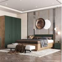 Спальня «Герта» КМК 0979, дуб канзас/зеленый матовый