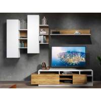 Стенка «Невио-2», Дуб крафт золотой/белый в гостиную