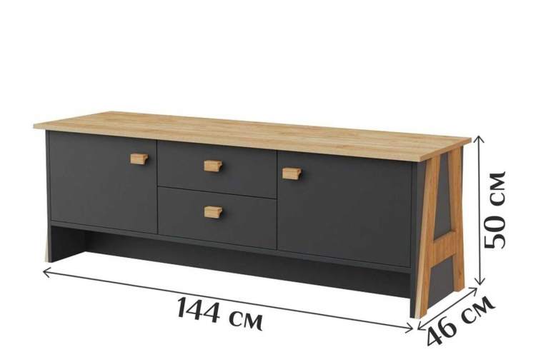 Гостиная «Скандинавия», Графит/ дуб наварра-4