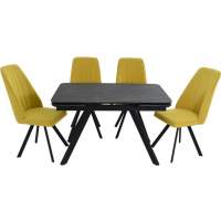 Обеденная группа AROOMA (стол Леон + 4 стула Сильвио Vivaldi 15), черный