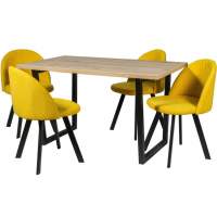 Обеденная группа (Стол Патика и 4 стула Спайдер), ткань Канди Сани