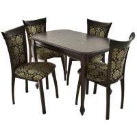 Обеденная группа (Стол Прага и 4 стула Тулон мягкий), орех темный