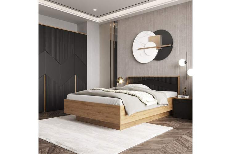 Тумба «Оливия» ПР КМК 0971.18, дуб наварра/шагрень черная-3