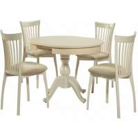 Обеденная группа (Стол Фабрицио-1 и 4 стула Тулон), слоновая кость