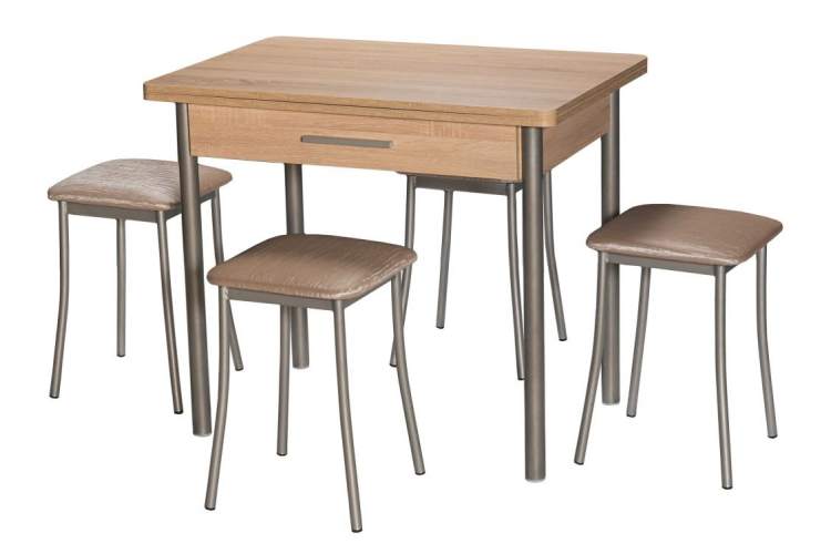 Стол М20 ДП1-02-05 900(1200)*600, ЛДСП:Дуб Сонома, Н/стола (Металлик)-4