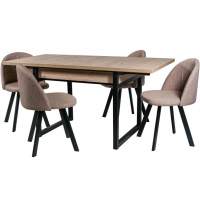 Обеденная группа (Стол Арт и 4 стула Спайдер), рогожка Кэмел