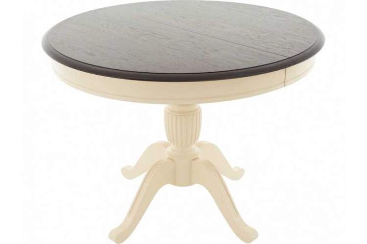 Стол «Леонардо-1» (D1000), комби 6 (слоновая кость+орех темный)