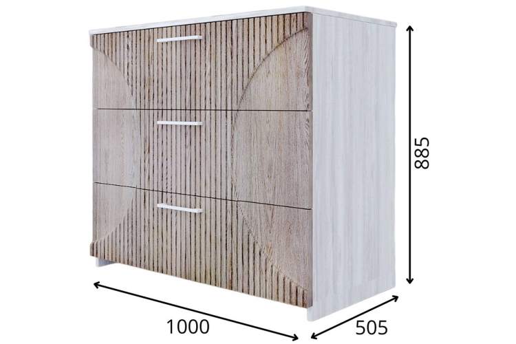 Комод «Монтале» 3Я КМК 0966.17, бетон пайн светлый/астана-2