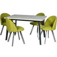 Обеденная группа (Стол Каспер и 4 стула Спайдер), ткань Канди Олива