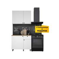 Кухня «Ева» 100см, Белый шагрень (дуб классический)